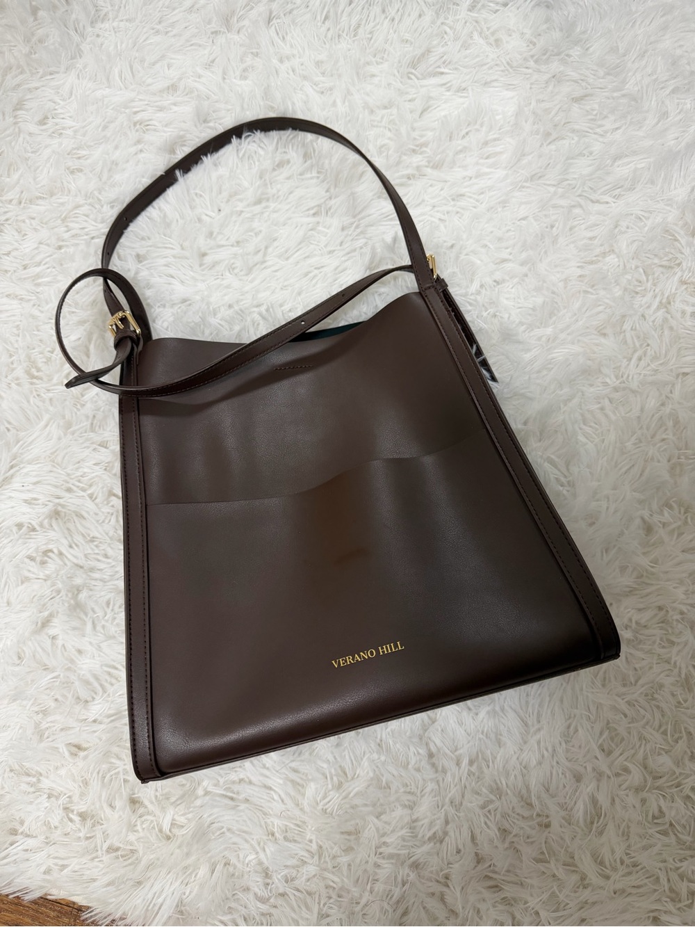VERANO HILL Dark Brown Leather Tote Bag